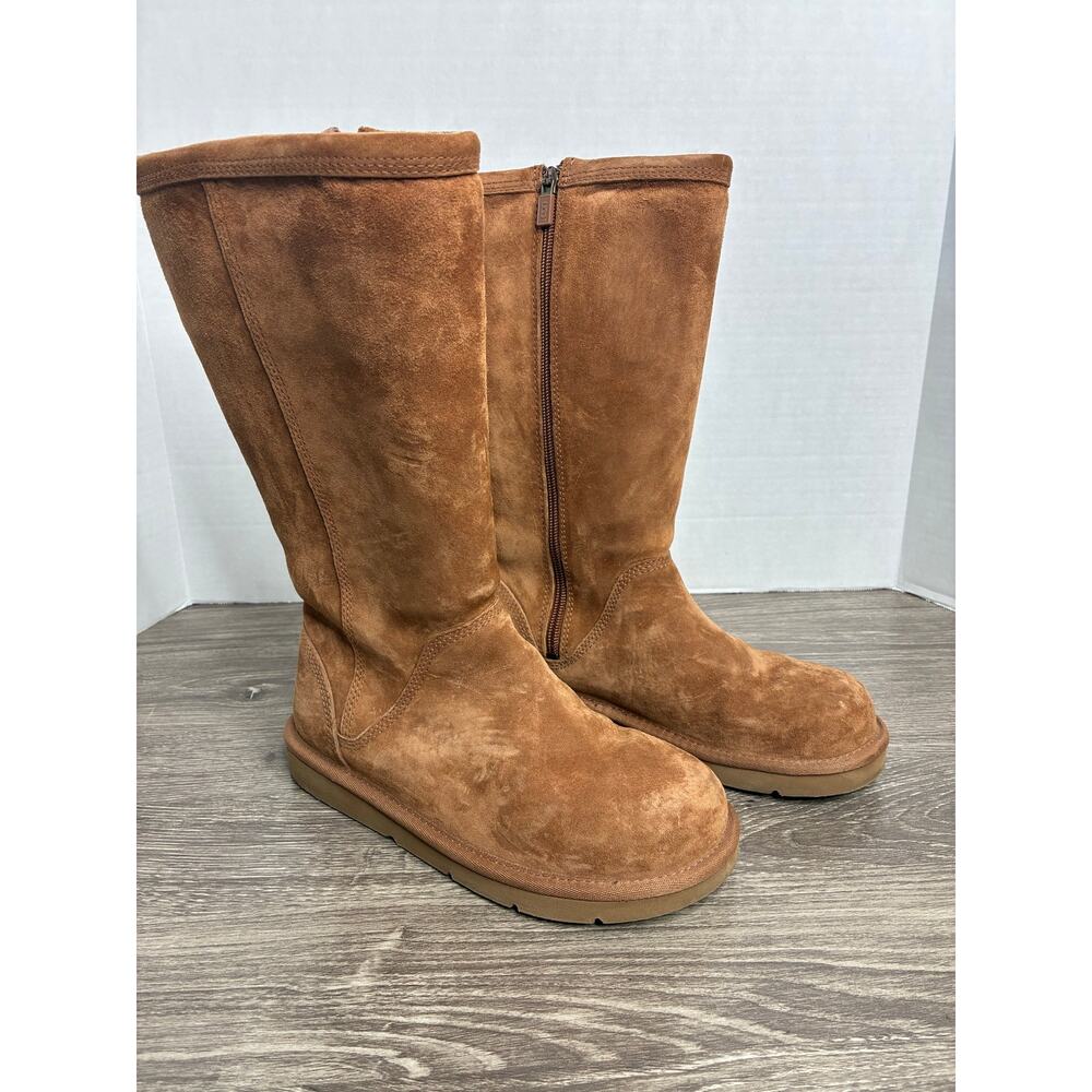 UGG Australia Kenly 1890 Tall Chestnut Suede Side Zip Boots Women's Size 6
